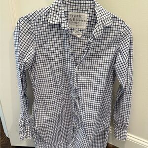 Frank & Eileen Italian Cotton Navy and White Check women’s  shirt or cover up